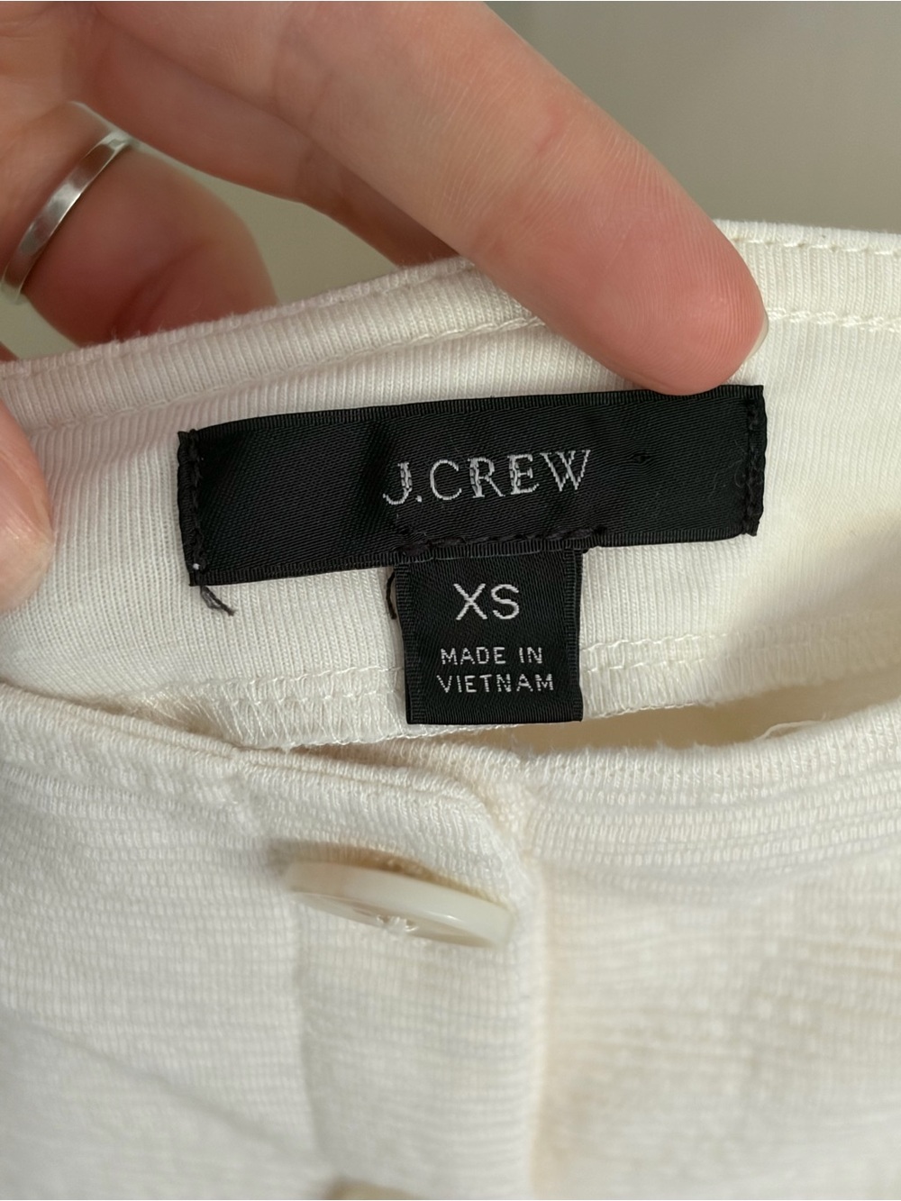 J. Crew Cream Button-Front Ribbed Tank - Picture 2 of 3